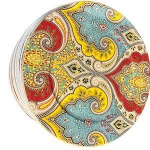 Set Of 9 Echo Design Latika paisley porcelain salad/dessert Plates